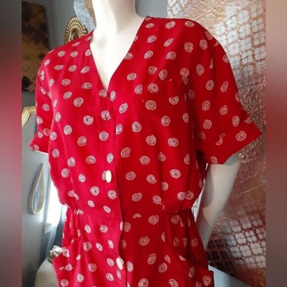 Vintage Abstract Print Button Down Midi Dress - Picture 5 of 13